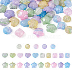 50Pcs 25 Styles Opaque Resin Cabochons, Star & Flower & Flat Round & Heart & Square with Water Ripple, Mixed Color, 15~21x15~21.5x7~7.5mm, 2pcs/style(CRES-BT0001-04)