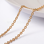 Ion Plating(IP) 304 Stainless Steel Cable Chains, Unwelded, with Spool, Oval, Golden, 3x2.4x0.6mm, about 32.8 Feet(10m)/roll(CHS-H007-33G)