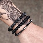 Black Matte Bracelet Micro Pave Zircon Crown, Rhinestone Ball, Dice, Lion Head Bracelet(ZZ8347-13)