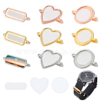 9 Sets 9 Styles Alloy Heat Transfer Watch Band Accessories, with Aluminum Sheet, Mixed Shapes, Mixed Shapes, 18~25.5x8.5~25x6mm, Inner Diameter: 22x3~3.5mm, 1 set/style(FIND-NB0005-97)