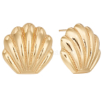 1 Pair Vintage Brass Stud Earrings, Shell, Real 18K Gold Plated, No Size(EJEW-AN0004-55)