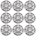 10Pcs 1-Hole Zinc Alloy Rhinestone Shank Buttons, Flat Round, Platinum, 20mm(BUTT-GF0004-17)