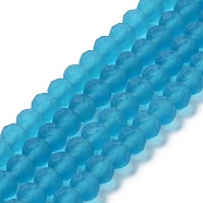 Transparent Glass Beads Strands, Faceted, Frosted, Rondelle, Deep Sky Blue, 3mm, Hole: 1mm(EGLA-A034-T2mm-MD27)