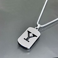 Titanium Steel Box Chain Necklaces, Rectangle with Letter Y Pendant Necklaces (YT2090-25)