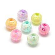 Spray Painted Acrylic Beads, Crackle Style, AB Colour, Round, Mixed Color, 12mm, Hole: 2mm, about 530pcs/500g(MACR-S824-12mm)