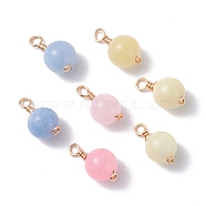 Natural & Dyed White Jade Wire Wrapped Pendants, Imitation Morganite, 18~19x10.5mm, Hole: 3.5mm(PALLOY-JF01146)