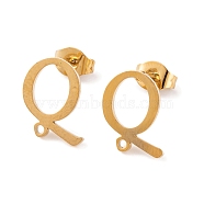 Ion Plating(IP) 304 Stainless Steel Stud Earrings, for Women, Letter Q, 12x11.5mm, Hole: 1mm, Pin: 0.7mm(FIND-Q103-01Q-G)