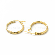 201 Stainless Steel Grooved Hoop Earrings with 304 Stainless Steel Pin for Women, Golden, 20x22x3mm, Pin: 0.6x1mm(EJEW-M214-11B-G)