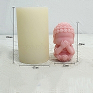 3D Buddha Statue DIY Food Grade Silicone Candle Molds, Aromatherapy Candle Moulds, Scented Candle Making Molds, Floral White, 4.7x8.4cm(PW-WG37959-03)