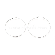 Brass Wine Glass Charm Rings, Hoop Earrings Findings, Nickel Free, Platinum, 45x0.8mm, 20 Gauge(EC067-6NF)