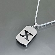 Titanium Steel Box Chain Necklaces, Rectangle with Letter X Pendant Necklaces (YT2090-24)