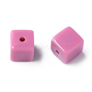 Opaque Acrylic Beads, Cube, Flamingo, 10.5x9.5x9.5mm, Hole: 2mm, about 490pcs/500g(MACR-S373-148-A12)