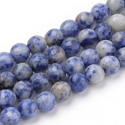 Natural Blue Spot Jasper Beads Strands, Round, 6~6.5mm, Hole: 1mm; about 63pcs/strand, 15.5inches(G-Q462-99-6mm)