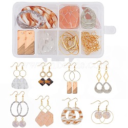 SUNNYCLUE DIY Earring Making Kits, Including Cellulose Acetate(Resin) Pendants, 304 Stainless Steel Links, Brass Linking Rings & Earring Hooks, Mixed Color, 17~43.5x10~34x2.5~3mm, Hole: 1.2~1.5mm, 18pcs(DIY-SC0013-09)