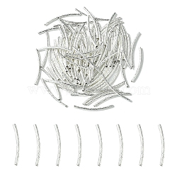 Brass Tube Beads, Curved Tube, Silver, 25x2mm, Hole: 1mm(KK-YW0001-98A-S)