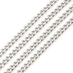 Anti-Tarnish Rhodium Plated 925 Sterling Silver Faceted Curb Chains, Soldered, Platinum, Link: 3x2x1mm(STER-F052-06P)