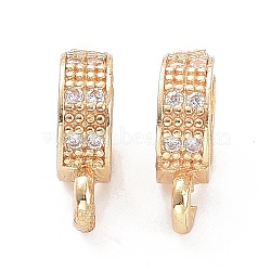 Brass Micro Pave Clear Cubic Zirconia Tube Bails, Loop Bails, Long-Lasting Plated, Round, Real 14K Gold Plated, 10x7x3mm, Hole: 1.4mm(ZIRC-K086-30LG)