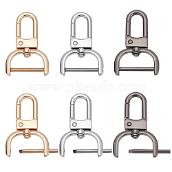 Elite 6pcs 3 colors Zinc Alloy Swivel Lobster Claw Clasps, Swivel Snap Hook, Mixed Color, 52x34x7.5mm, Hole: 19x9mm, 2pcs/color(FIND-PH0008-62A)