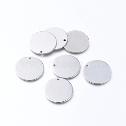 Tarnish Resistant 304 Stainless Steel Pendants, Blank Stamping Tag, Flat Round, Stainless Steel Color, 20x1mm, Hole: 1.4mm(EJEW-L238-01A-P)