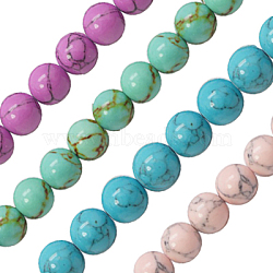 Synthetic Turquoise Beads Strands, Dyed, Round, Mixed Color, 12mm, Hole: 1mm, about 33pcs/strand, 15.7 inch(TURQ-H038-12mm-M)
