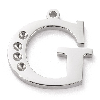 304 Stainless Steel Letter Pendant Rhinestone Settings, Stainless Steel Color, Letter.G, G: 16x15.5x1.5mm, Hole: 1.2mm, Fit for 1.6mm rhinestone