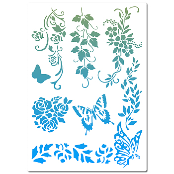PET Plastic Hollow Out Drawing Painting Stencils Templates, Rectangle, Sunflower Pattern, 300x200mm