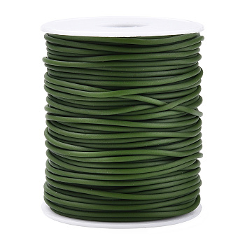 Hollow Pipe PVC Tubular Synthetic Rubber Cord, Wrapped Around White Plastic Spool, Dark Olive Green, 2mm, Hole: 1mm, about 54.68 yards(50m)/roll