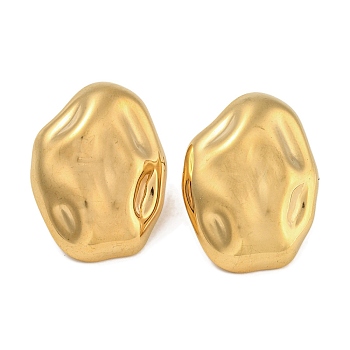 304 Stainless Steel Oval Stud Earrings for Women, Golden, 31.5x22.5mm