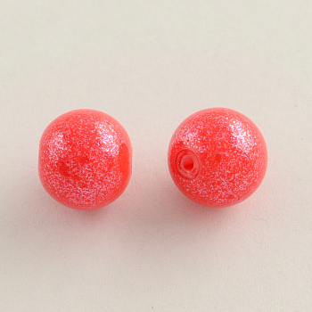 Spray Painted Glass Round Bead Strands, Red, 6mm, Hole: 1.3~1.6mm, about 133pcs/strand, 31.4 inch