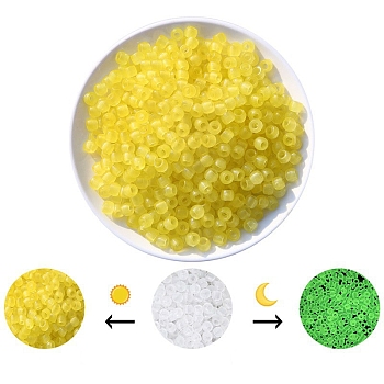 Luminous Acrylic Beads, Glow in the Dark, for DIY Jewelry Accessories, Column, Yellow, 8x6mm, Hole: 3.5mm, about 700pcs/bag