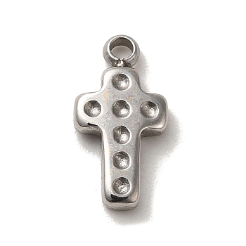 304 Stainless Steel Charms, Cabochon Settings, Cross, Stainless Steel Color, 11.5x6x1.5mm, Hole: 1.2mm