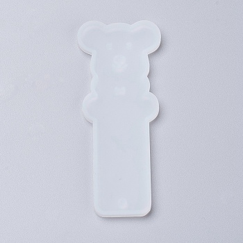 Silicone Bookmark Molds, Resin Casting Molds, Bear, White, 94x39x4.5mm, Inner Diameter: 91x37mm