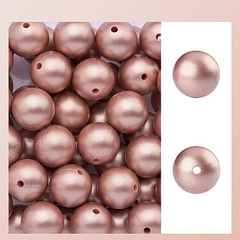 50Pcs Silicone Beads Round Rubber Beads 15MM Loose Spacer Beads for DIY Supplies Jewelry Keychain Making (Rose Gold), Rosy Brown, 15mm, Hole: 1.8mm