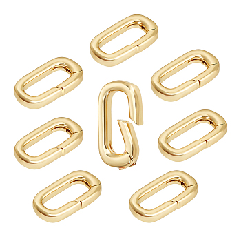 8Pcs Brass Spring Gate Rings, Rectangle, Golden, 18x9.5x3mm