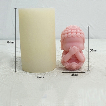 3D Buddha Statue DIY Food Grade Silicone Candle Molds, Aromatherapy Candle Moulds, Scented Candle Making Molds, Floral White, 4.7x8.4cm