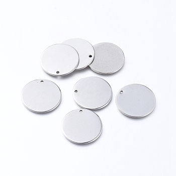 304 Stainless Steel Pendants, Blank Stamping Tag, Flat Round, Stainless Steel Color, 20x1mm, Hole: 1.4mm
