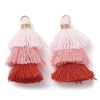 Polycotton Tassel Pendant Decorations, with Iron Loops, Lavender Blush, 34~45x4~5mm, Hole: 3mm