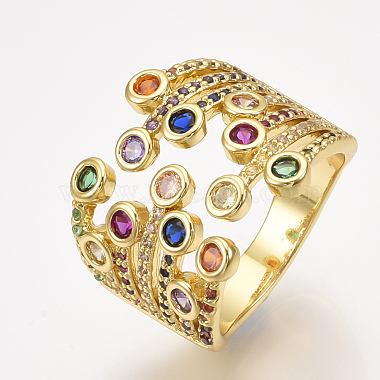 Colorful Brass+Cubic Zirconia Finger Rings