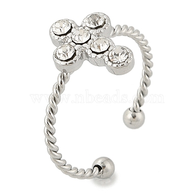 304 Stainless Steel Crystal Rhinestone Cuff Rings for Women(RJEW-G338-03P)-4