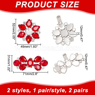 4Pcs 2 Style Flower Glass Rhinestone Shoe Decoration(AJEW-AR0001-79A)-2