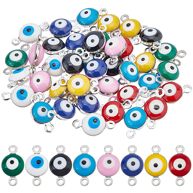 925 Sterling Silver Plated Mixed Color Evil Eye Brass+Enamel Links