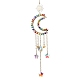 Glass Beads Wrapped Brass Moon Pendant Decooration(HJEW-JM01607)-1