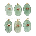 Natural Green Aventurine Pendants, Religion Hamsa Hand Charms with Brass Micro Pave Cubic Zirconia Findings, Real 18K Gold Plated, Long-Lasting Plated, Rack Plating, Cadmium Free & Lead Free, 27x15x6mm, Jump Ring: 5x1mm, Inner Diameter: 3mm

(G-Z134-05A)