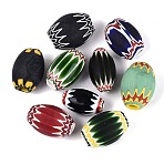 Handmade Millefiori Glass Barrel Beads, Chevron Beads, Large Hole Beads, Mixed Color, 52~58x32~46mm, Hole: 5~18mm(LA-N002-33)