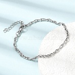 3MM 304 Stainless Steel Twisted Oval Link Chain Bracelets for Man and Women, Tarnish Free, Stainless Steel Color, 6.69 inch(17cm)(SA-CBAB767-17A-P)