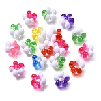 Opaque & Transparent Two Tone Acrylic European Beads, Large Hole Beads, Flower, Mixed Color, 16x17x11mm, Hole: 6mm, about 390pcs/set(AC-CBA9284-01)