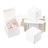 Foldable Creative Kraft Paper Box, Wedding Favor Boxes, Favour Box, Paper Gift Box, Square, White, 4x4x4cm(CON-WH0062-04B)
