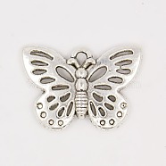 Alloy Pendants, Cadmium Free & Lead Free, Butterfly, Antique Silver, 18x25x2mm, Hole: 1mm(PALLOY-DA10-1574-AS-LF)