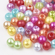 ABS Plastic Beads, Imitation Pearl , Round, Mixed Color, 4x3.5mm, Hole: 1.5mm, about 810pcs/27g(X-OACR-Q004-4mm-10)