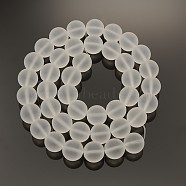 Frosted Transparent Round Glass Beads Strands, Clear, 10mm, Hole: 1mm, about 41pcs/strand, 15.7 inch(X-FGLA-P002-10mm-03)